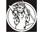  Devil Girl Pitch Fork Circle Decal