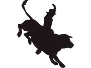  Bull Rider Silhouette 3_ C U 1 Decal Proportional
