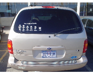 stick family sticker on minivan