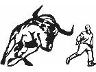  Bull Chasing Man Decal