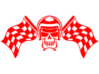  Skull Checker Racing Flags Decal