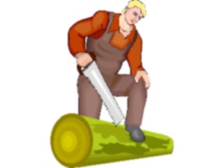 Sticker Custom Preview Image #000859 Agriculture Farmer Cutting Wood