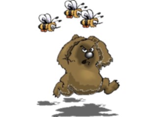 Sticker Custom Preview Image #017727 Animals Cartoons Bear Fleeing Bees