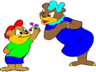 Sticker Custom Preview Image #017733 Animals Cartoons Bear Giving Flowers