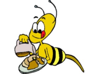 Sticker Custom Preview Image #017872 Animals Cartoons Bee Eating Pancakes