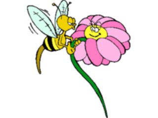 Sticker Custom Preview Image #017879 Animals Cartoons Bee Kissing Flower