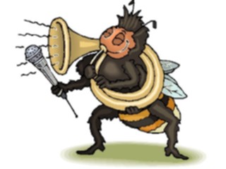 Sticker Custom Preview Image #017882 Animals Cartoons Bee Playing Horn