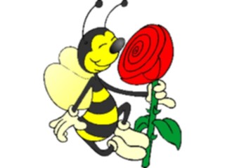 Sticker Custom Preview Image #017883 Animals Cartoons Bee Smelling Flower