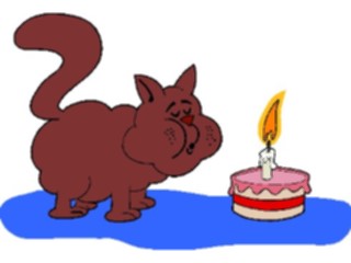 Sticker Custom Preview Image #018259 Animals Cartoons Cat Blowing Out Candle