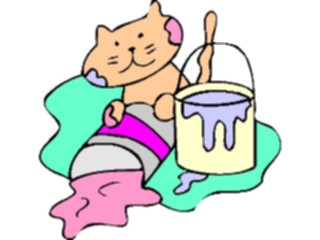 Sticker Custom Preview Image #018509 Animals Cartoons Cat Spilling Paint