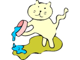 Sticker Custom Preview Image #018511 Animals Cartoons Cat Spilling Water2