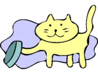 Sticker Custom Preview Image #018526 Animals Cartoons Cat Tipping Bowl