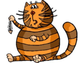 Sticker Custom Preview Image #018544 Animals Cartoons Catwith Fish Bones