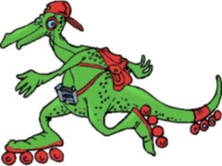 Sticker Custom Preview Image #018977 Animals Cartoons Dinosaur Skating