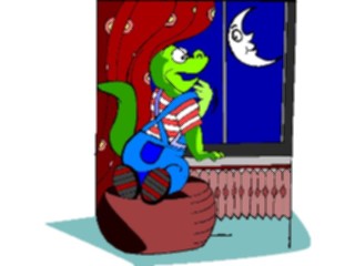 Sticker Custom Preview Image #018999 Animals Cartoons Dinosaur Watching Moon