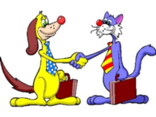 Sticker Custom Preview Image #019122 Animals Cartoons Dog Cat Shaking Hands