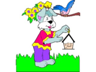 Sticker Custom Preview Image #019185 Animals Cartoons Dog Feeding Bird
