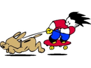 Sticker Custom Preview Image #019363 Animals Cartoons Dog Pulling Skateboard