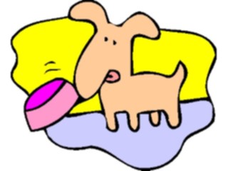Sticker Custom Preview Image #019365 Animals Cartoons Dog Pushing Bowl