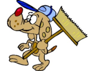 Sticker Custom Preview Image #019516 Animals Cartoons Dogwith Broom