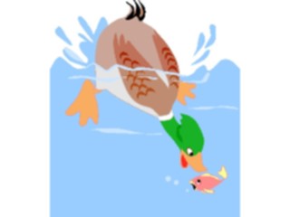Sticker Custom Preview Image #019659 Animals Cartoons Duck Catching Fish1