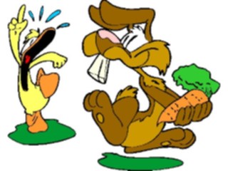 Sticker Custom Preview Image #019661 Animals Cartoons Duck Chasing Rabbit