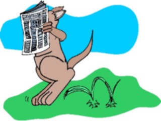 Sticker Custom Preview Image #020549 Animals Cartoons Kangaroo Reading Paper