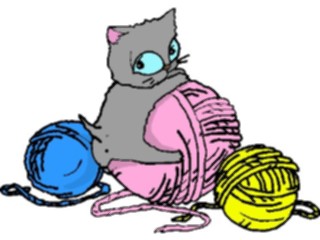 Sticker Custom Preview Image #020563 Animals Cartoons Kitten Yarn