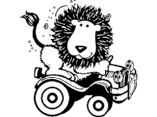 Sticker Custom Preview Image #020671 Animals Cartoons Lionwith Car