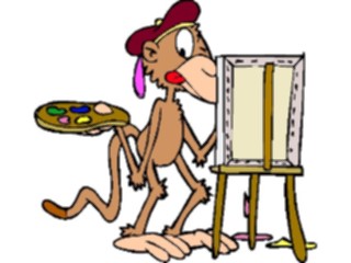 Sticker Custom Preview Image #020790 Animals Cartoons Monkey Painting