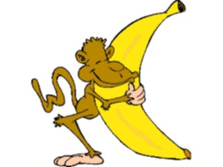 Sticker Custom Preview Image #020813 Animals Cartoons Monkeywith Large Banana2