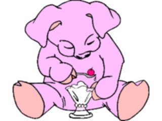 Sticker Custom Preview Image #021284 Animals Cartoons Pig Eating Sundae