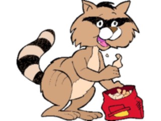 Sticker Custom Preview Image #021618 Animals Cartoons Raccoon Eating Chips