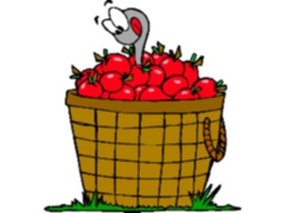 Sticker Custom Preview Image #022452 Animals Cartoons Wormin Apple Basket