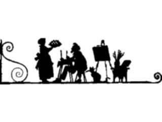Sticker Custom Preview Image #026780 Antique Style People Silhouettes Artist Dinner Break