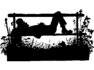 Sticker Custom Preview Image #026870 Antique Style People Silhouettes Sleepingon Bench