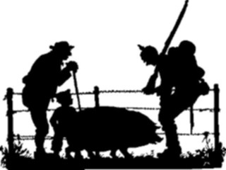 Sticker Custom Preview Image #026871 Antique Style People Silhouettes Soldier Farmer