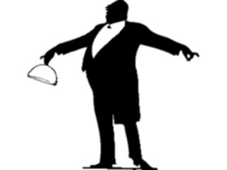 Sticker Custom Preview Image #026878 Antique Style People Silhouettes Waiter