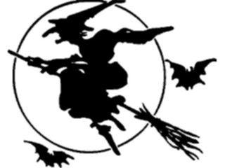 Sticker Custom Preview Image #026880 Antique Style People Silhouettes Witchon Broomstick