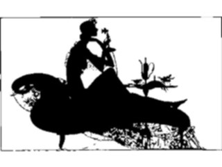 Sticker Custom Preview Image #026885 Antique Style People Silhouettes Womanon Telephone