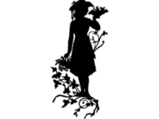 Sticker Custom Preview Image #026893 Antique Style People Silhouettes Womanwith Flowers2