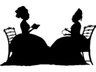 Sticker Custom Preview Image #026898 Antique Style People Silhouettes Women Reading2