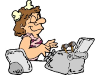 Sticker Custom Preview Image #038855 Business Office Cartoons Cavewoman Typing