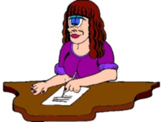 Sticker Custom Preview Image #040349 Business Office Cartoons Womanat Desk2