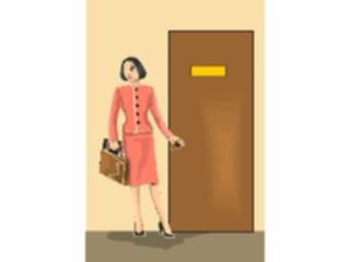 Sticker Custom Preview Image #041233 Business Office People Womanat Door