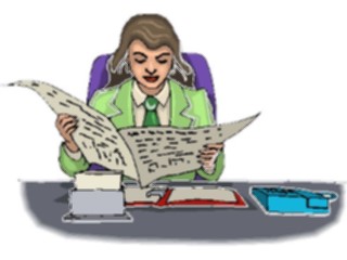 Sticker Custom Preview Image #041242 Business Office People Woman Reading Newspaper