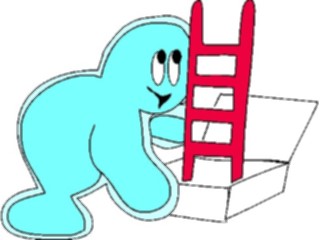 Sticker Custom Preview Image #042558 Cartoons Amoeba Man With Ladder1
