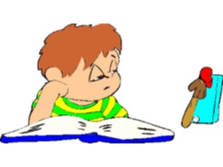 Sticker Custom Preview Image #050323 Education Schools Cartoons Boy Tryingto Study