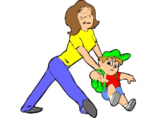 Sticker Custom Preview Image #050658 Education Schools Cartoons Pushing Boyto School