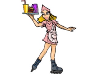 Sticker Custom Preview Image #054807 Entertainment Dining Waitresson Skates
